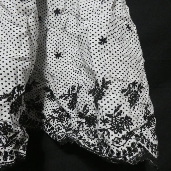 COSTA BLANCA | Black and White Polka Dot and Flower Stitched Skirt | 100% Cotton - Picture 15 of 15